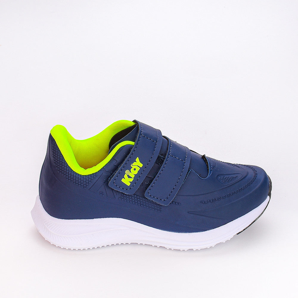 Tênis Menino Infantil Kidy Super Conforto Respitec Marinho e Amarelo Neon