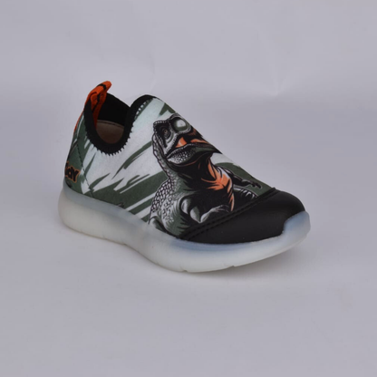 Tênis Kidy Dinossauros Flex Ligth Verde Laranja