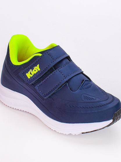 Tênis Menino Infantil Kidy Super Conforto Respitec Marinho e Amarelo Neon