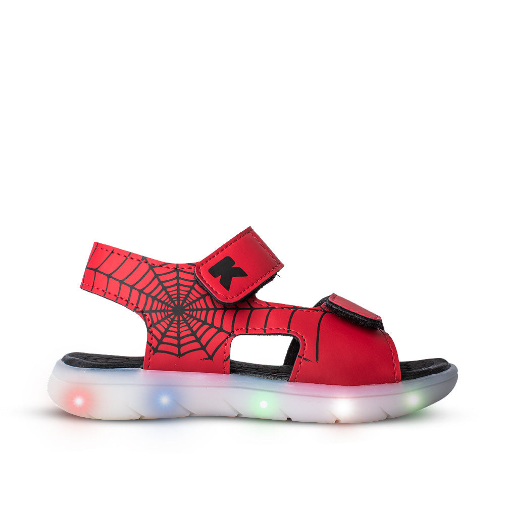 Sandália Infantil Menino Kidy Flex Light Vermelha Fechamento LED Velcro 22 ao 27