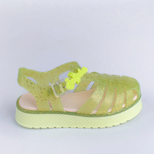 Sandália Infantil Kidy Belinha Gloss Amarelo com Glitter Brilho e Conforto