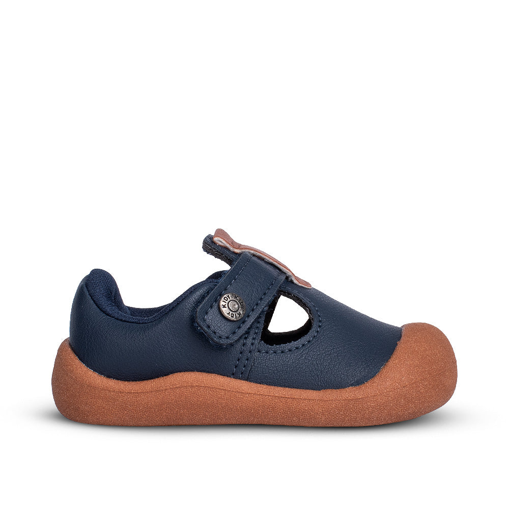 Tênis Sapatilha Infantil Menino Kidy Casual Marinho/Camel Fechamento Velcro