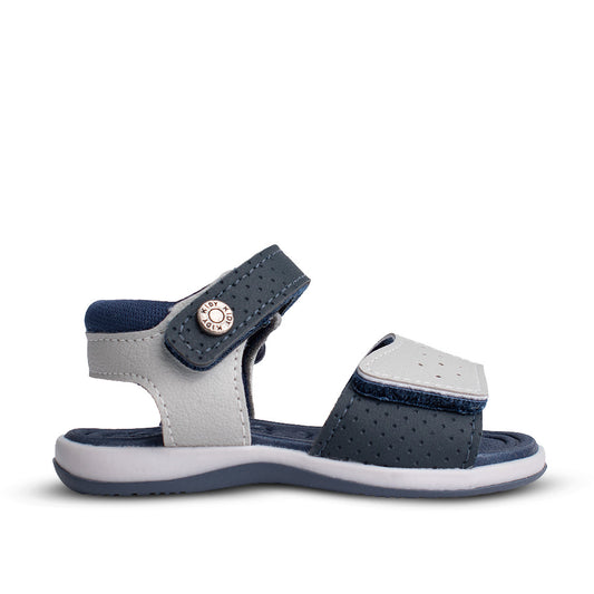 Sandália Infantil Menino Kidy Marinho/Branco Casual Velcro