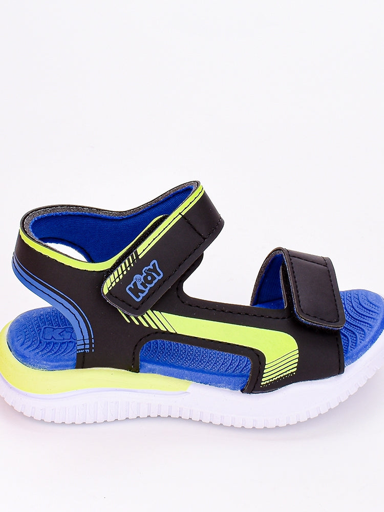 SANDALIA KIDY FLY BABY PRETO/AMARELO NEON/AZUL ROYAL Kidy