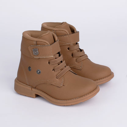 Bota Coturno Kidy Max Cano Curto Bege Caramelo
