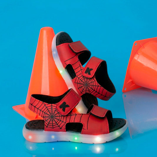 Sandália Infantil Menino Kidy Flex Light Vermelha Fechamento LED Velcro 22 ao 27