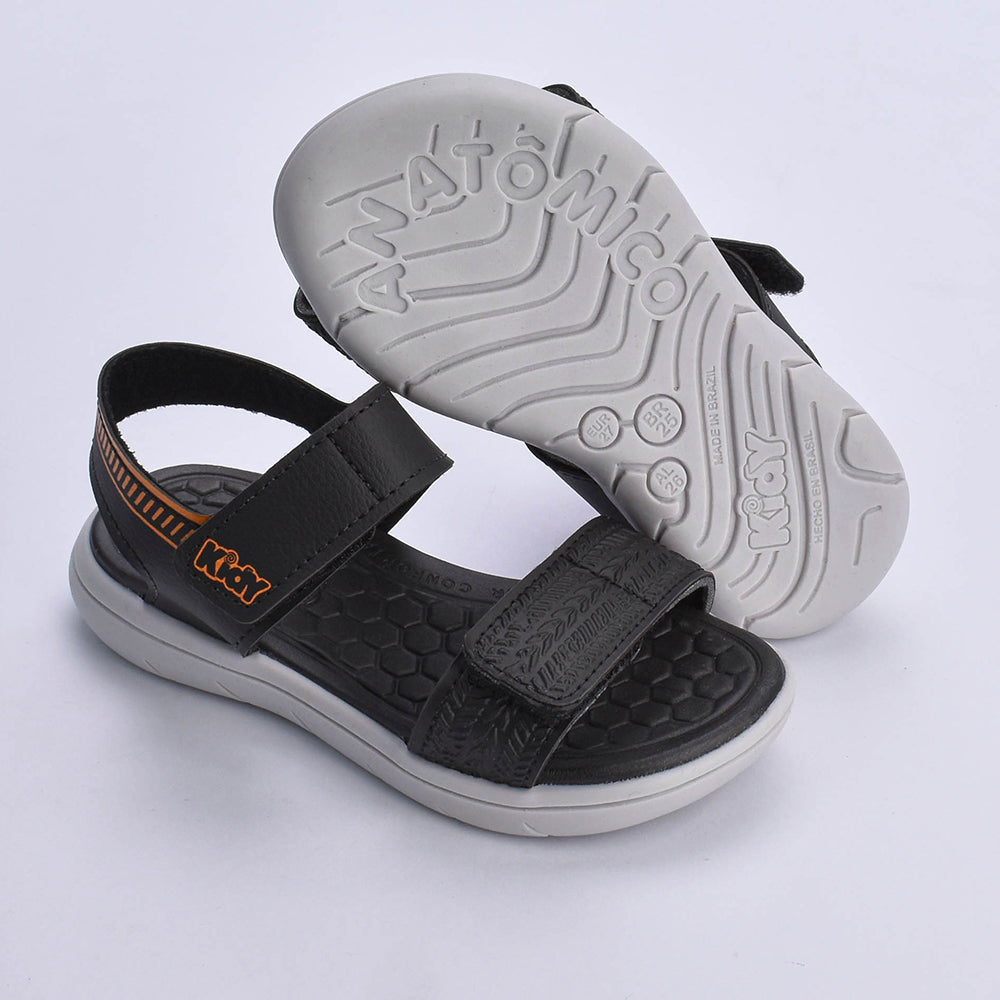 Sandália Kidy Toys Baby Preto e Laranja