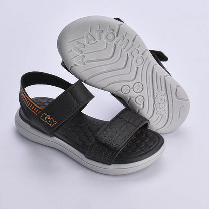 Sandália Kidy Toys Baby Preto e Laranja