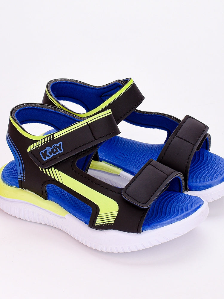 SANDALIA KIDY FLY BABY PRETO/AMARELO NEON/AZUL ROYAL Kidy