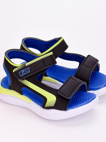 SANDALIA KIDY FLY BABY PRETO/AMARELO NEON/AZUL ROYAL Kidy