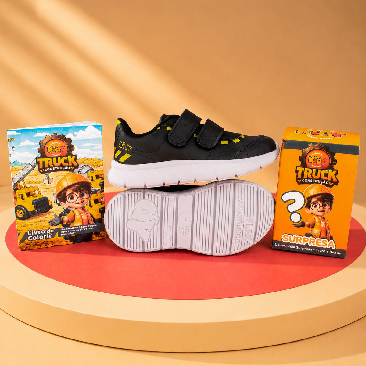 Tênis Infantil Menino Kidy Flex Preto/Amarelo Brinquedo