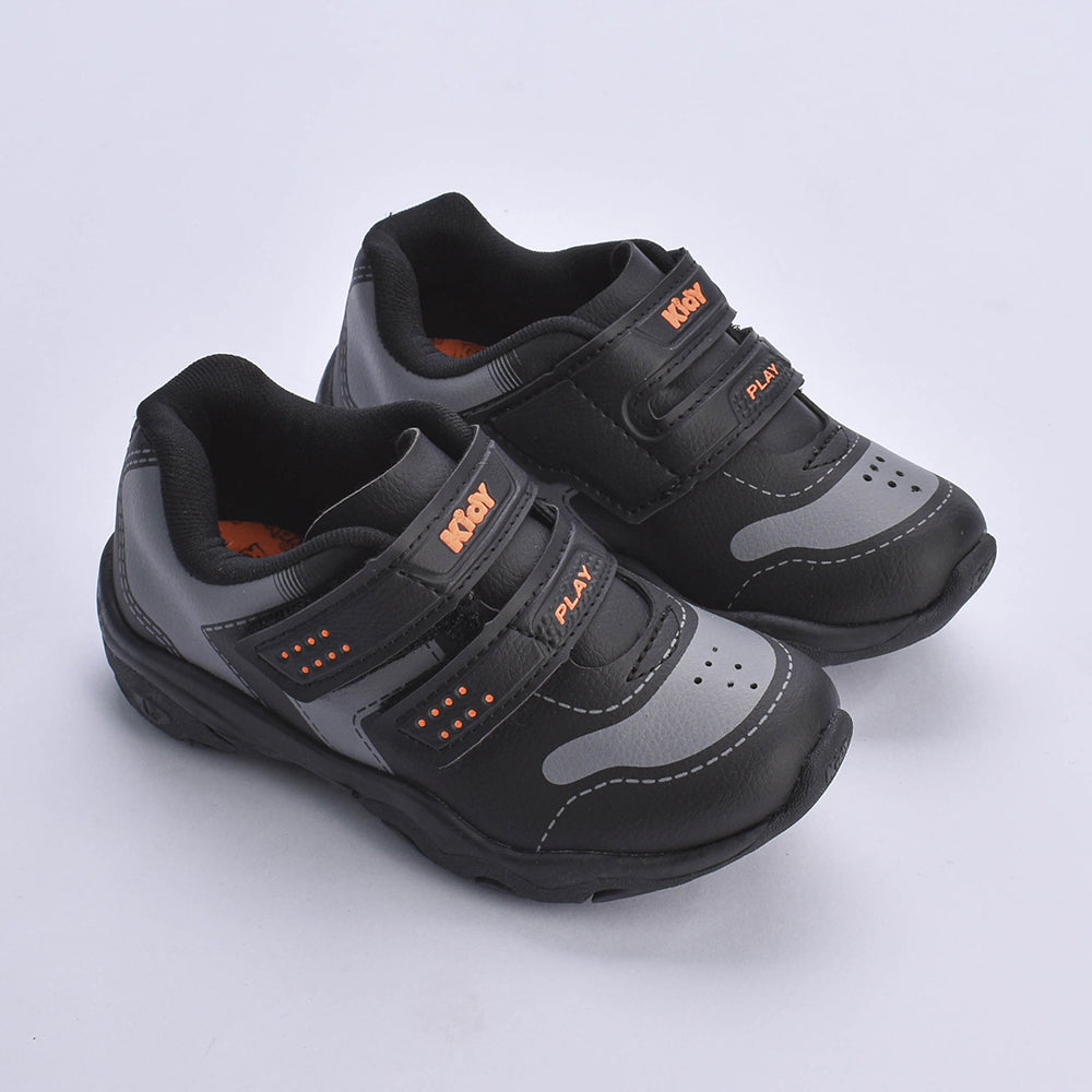 TENIS INFANTIL MENINO KIDY PLAY RESPITEC PRETO/CINZA/LARANJA