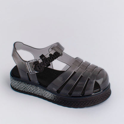 Sandália Infantil  Menina Kidy Gloss Belinha Preto Conforto e Estilo