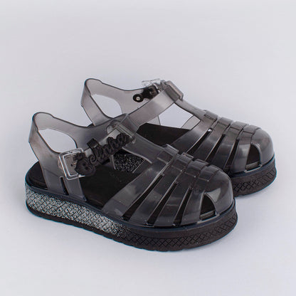 Sandália Infantil  Menina Kidy Gloss Belinha Preto Conforto e Estilo