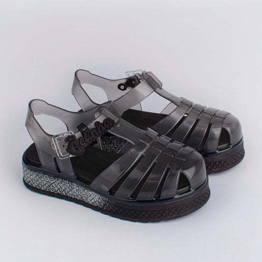 Sandália Infantil  Menina Kidy Gloss Belinha Preto Conforto e Estilo