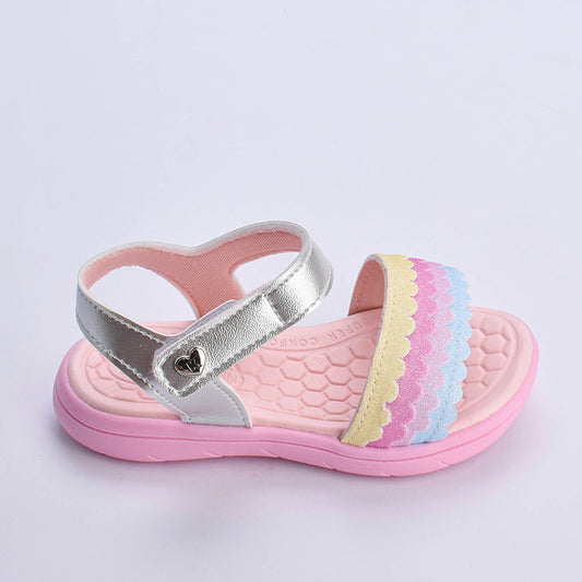 Sandália Menina Infantil Kidy Toys Baby Prata Colorido