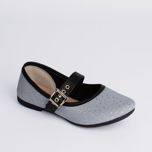 Sapatilha Bailarina Kidy Soft Brilho Jeans Preto - Respirável Confortável