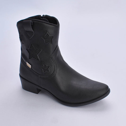 BOTA INFANTIL MENINA CANO MÉDIO KIDY FOLK PRETO