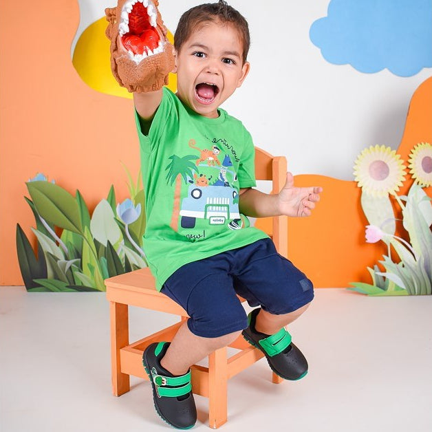 TÊNIS INFANTIL MENINO KIDY FLEX PRETO/VERDE + BRINQUEDO