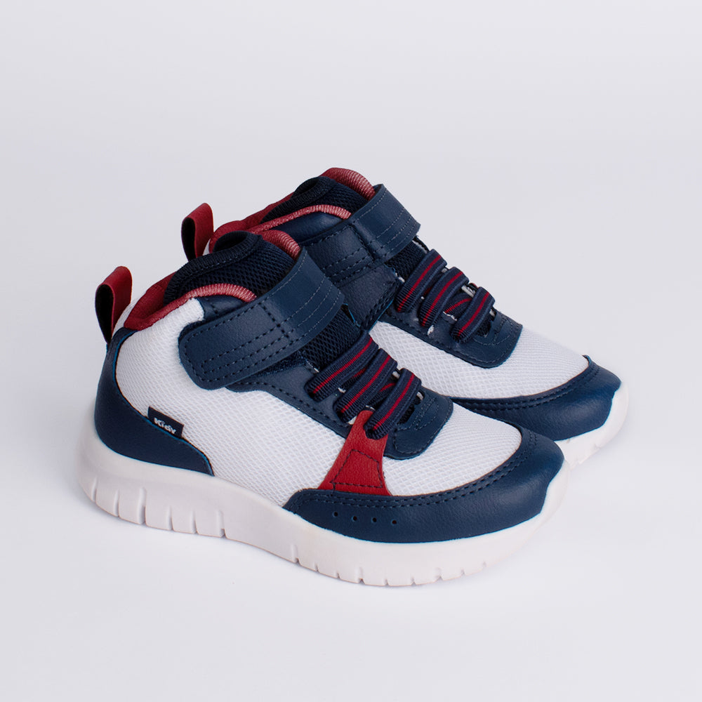 TÊNIS MENINO INFANTIL KIDY ULTRA FLEX CANO MÉDIO BRANCO MARINHO