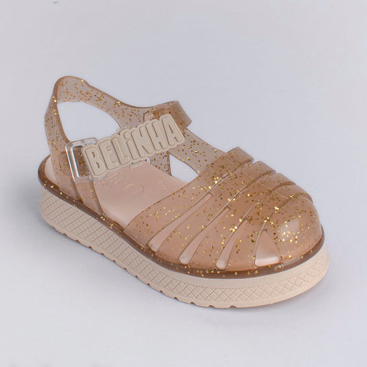 Sandália Infantil Menina Belinha Kidy Gloss OURO/GLITER Kidy