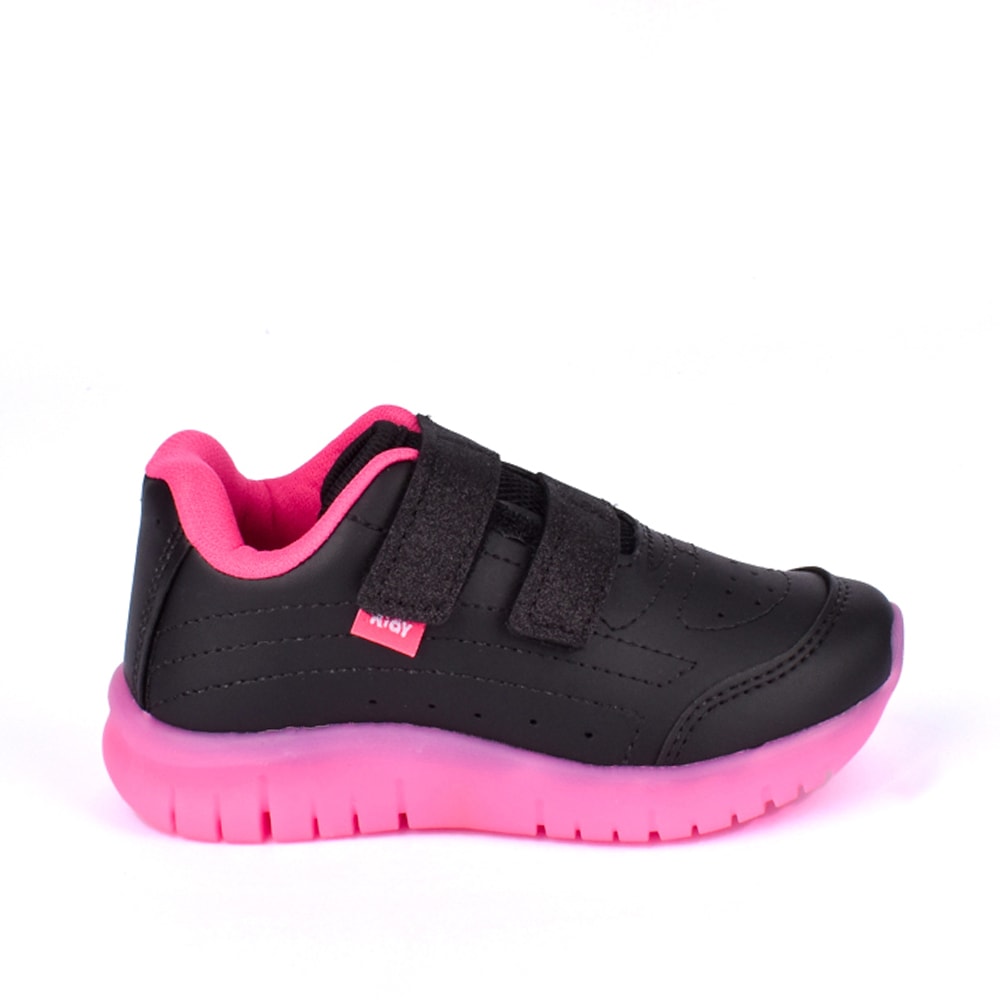 TÊNIS MENINA CASUAL KIDY LIGHT FUN PRETO/ROSA