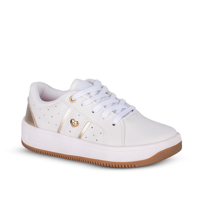 Tênis Infantil Menina K360 Nova York  Branco Ouro