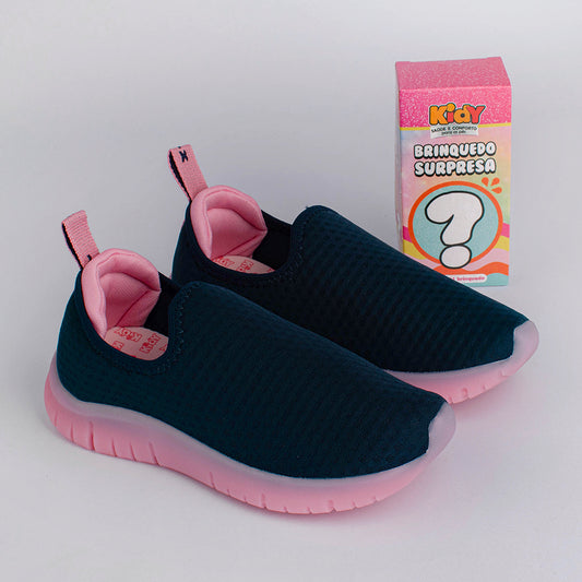 Tênis Menina Infantil Kidy Ultra Flex Marinho e Rosa