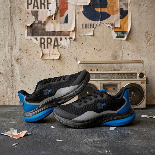 Tênis Infantil Menino Kidy K-360 Super Leve Preto/Azul Royal Esportivo Conforto