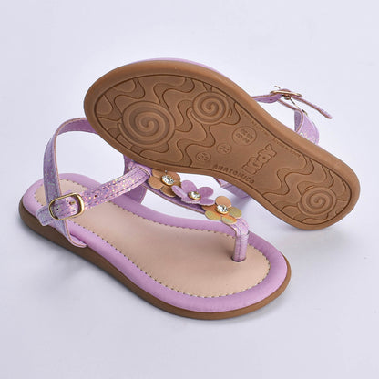 Sandália Infantil Menina Kidy Cristal Lilás com Capivara Agarradinha