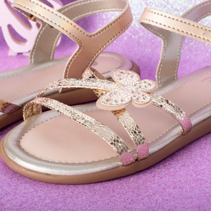 Sandália Kidy Cristal Ouro com Acessório de Cabelo