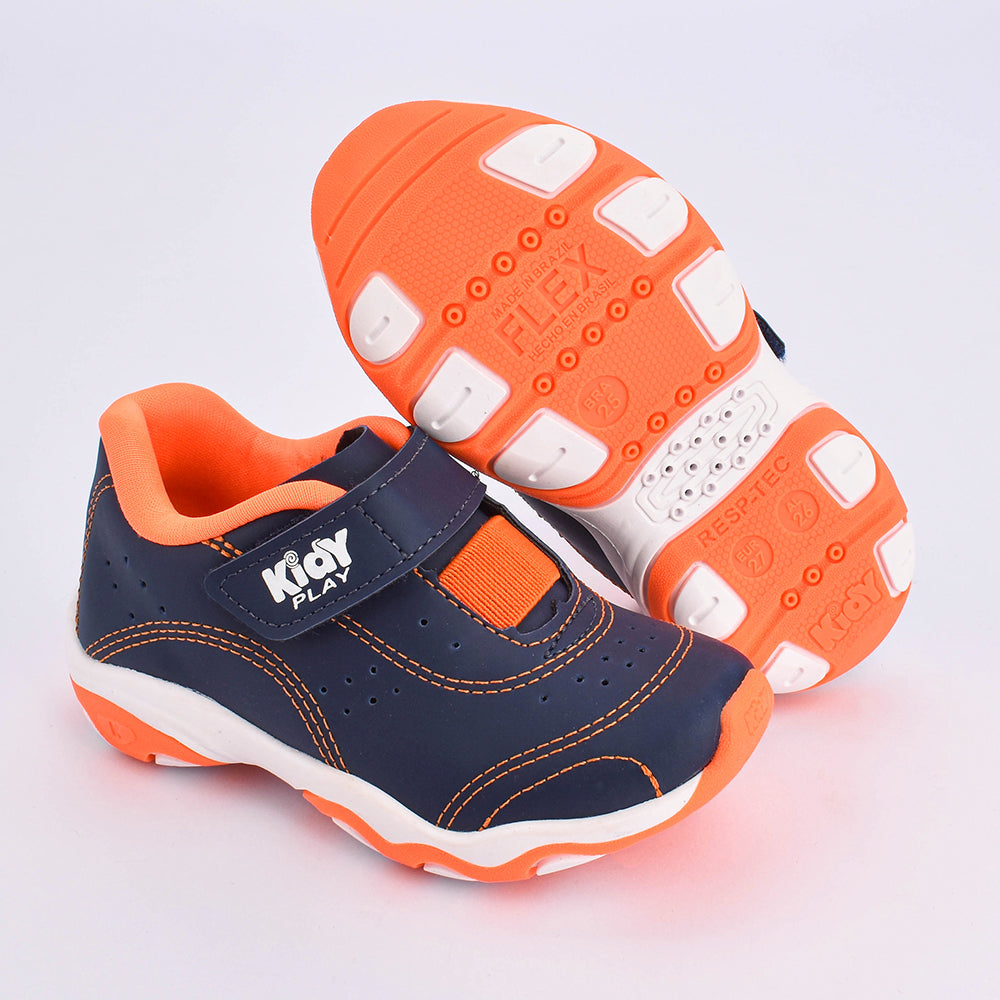TÊNIS MENINO KIDY PLAY RESPITEC MARINHO/LARANJA NEON