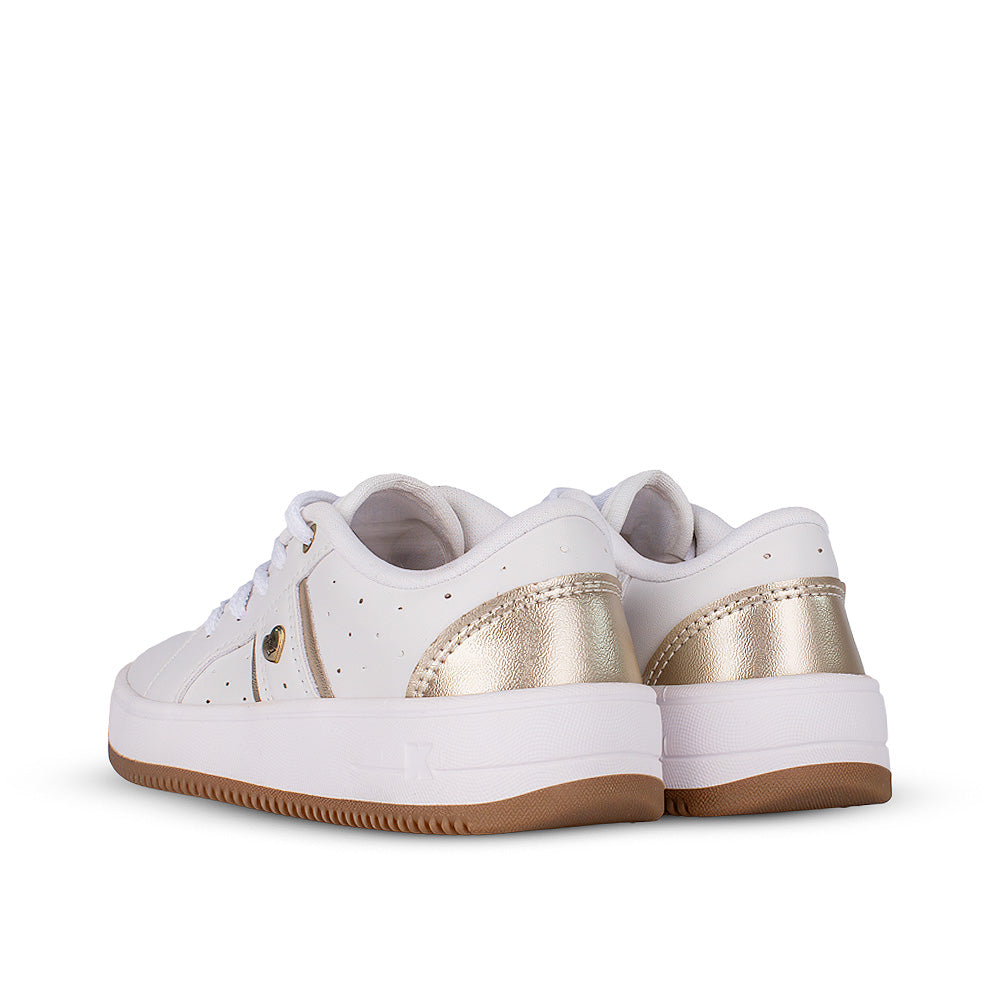 Tênis Infantil Menina K360 Nova York  Branco Ouro