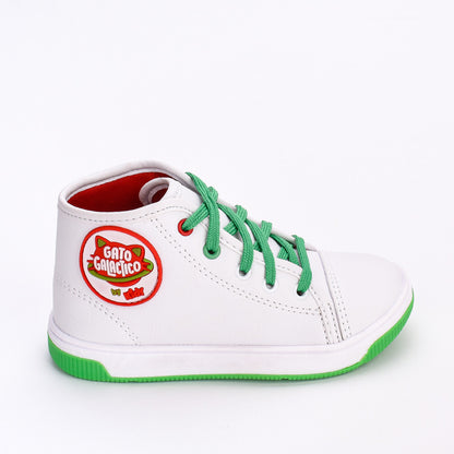 Tênis Infantil Kidy Astral Gato Galáctico Branco Verde
