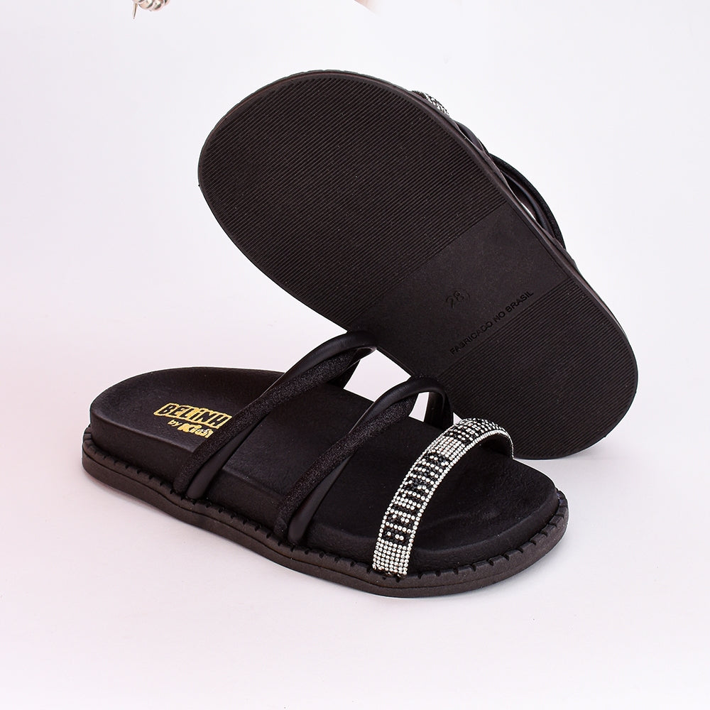 Sandália Menina Papete Birken Infantil Fashion Belinha Preto