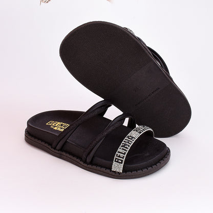 Sandália Menina Papete Birken Infantil Fashion Belinha Preto