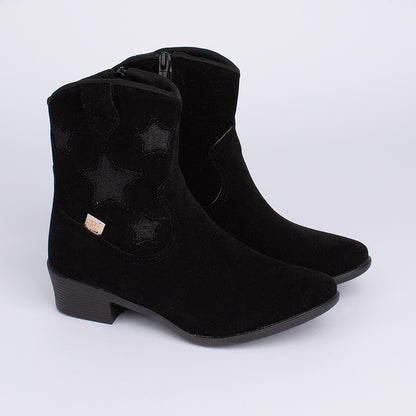 Bota Menina Infantil Kidy Folk Boho Estrelas Preto