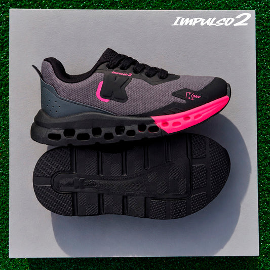 Tênis Infantil Menina Kidy K360 Impulso 2 Preto E Pink Calce Fácil