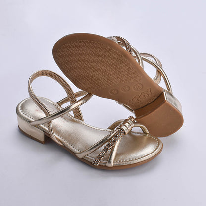 Sandália Infantil Menina Kidy Isis Ouro Conforto e Estilo