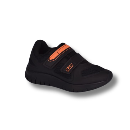 Tênis Menino Infantil Kidy Ultra Flex Preto e Laranja Neon