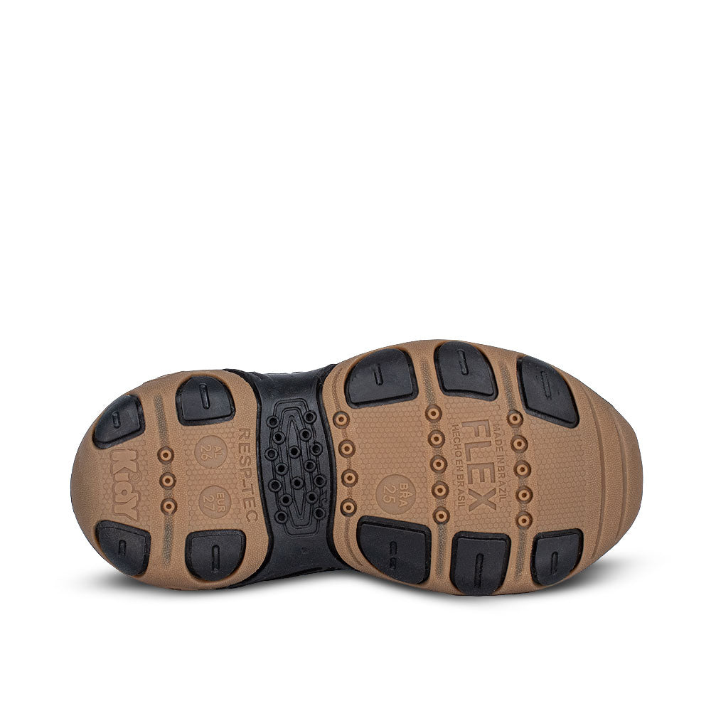 Tênis Infantil Menino Kidy Play Respitec Preto e Dourado Respirável e Estiloso