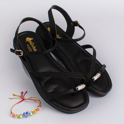 Rasteira Menina Kidy Flat Preto