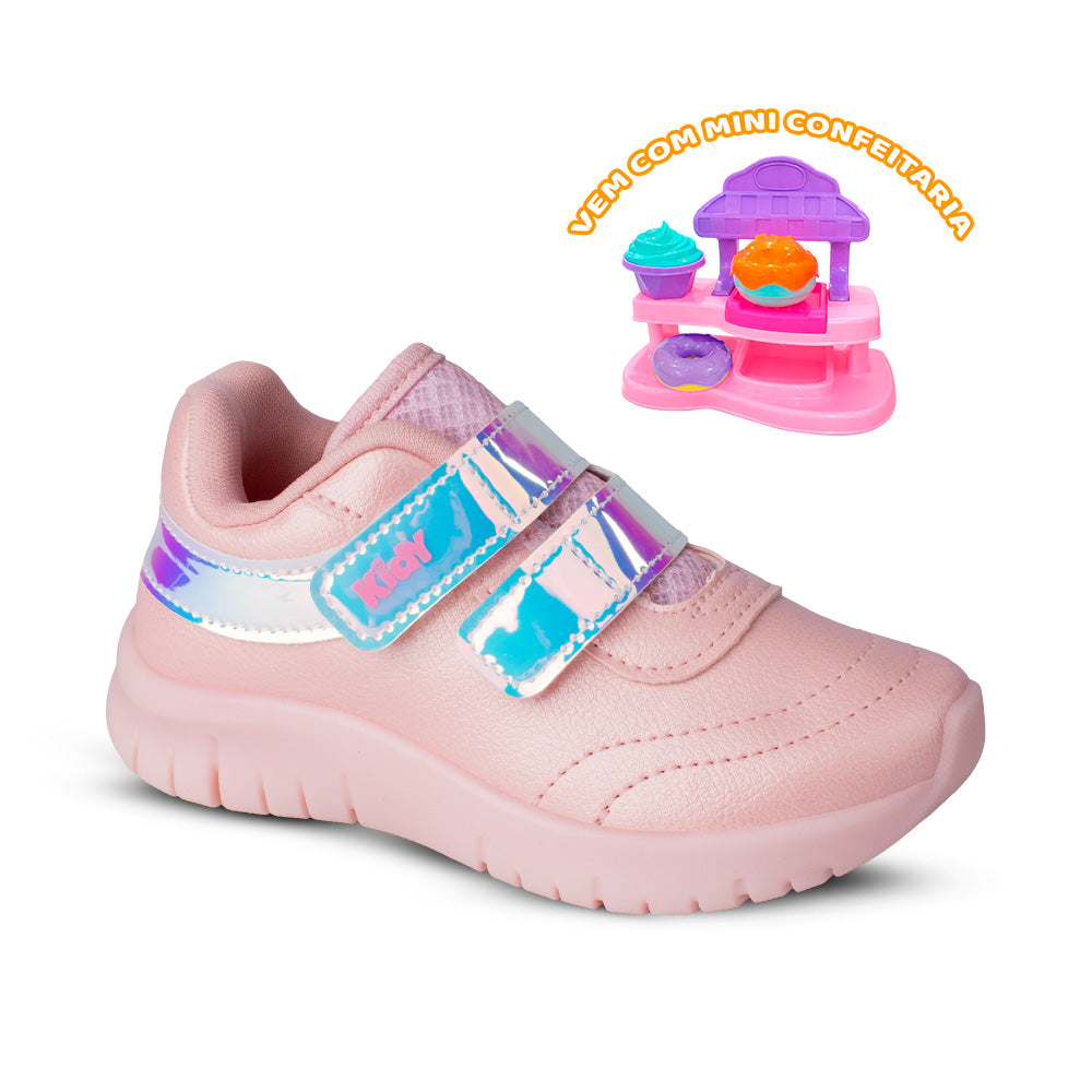 Tênis Infantil Menina Kidy Ultra Flex Prata Macio Anatômico