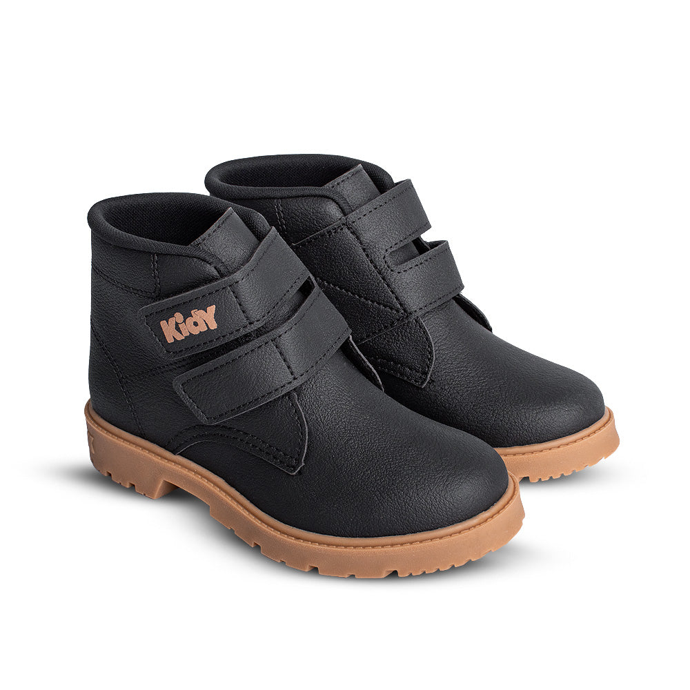 Bota Coturno Infantil Menino Kidy Max Preto Solado Tratorado e Velcro