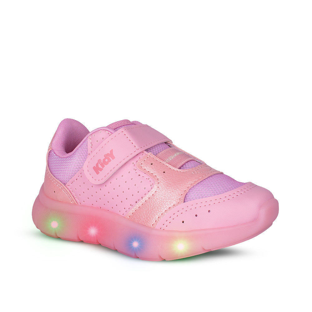 Tênis Infantil Menina Kidy Flex Light Rosa com Pisca Pisca Diversão e Conforto