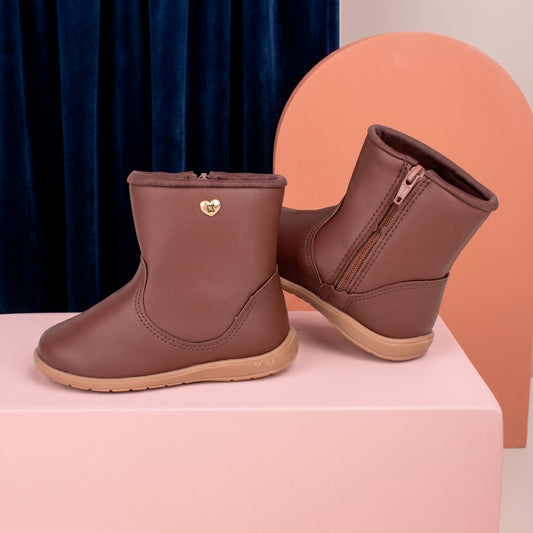 Bota Infantil Menina Kidy Soft Camel Delicada Baby Primeiros Passos