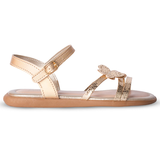 Sandália Kidy Cristal Ouro com Acessório de Cabelo