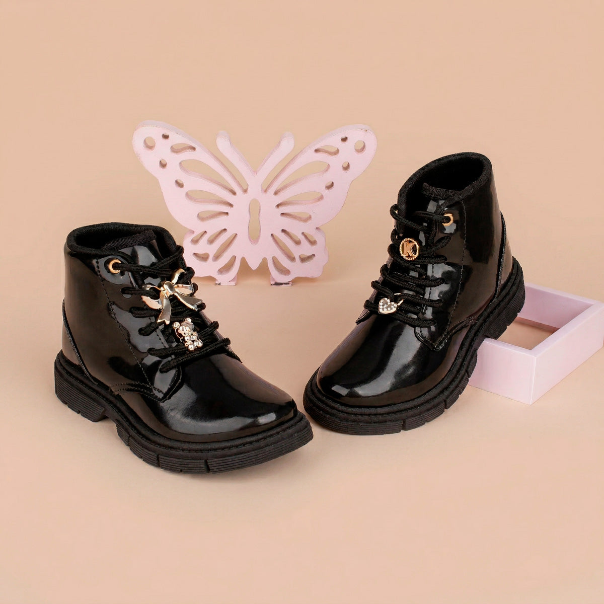 Bota Infantil Menina Kidy Fashion Baby Verniz Preta Estilosa