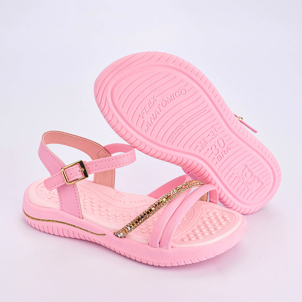 Sandália Infantil Menina Kidy Fly Rosa Confortável e Antiderrapante