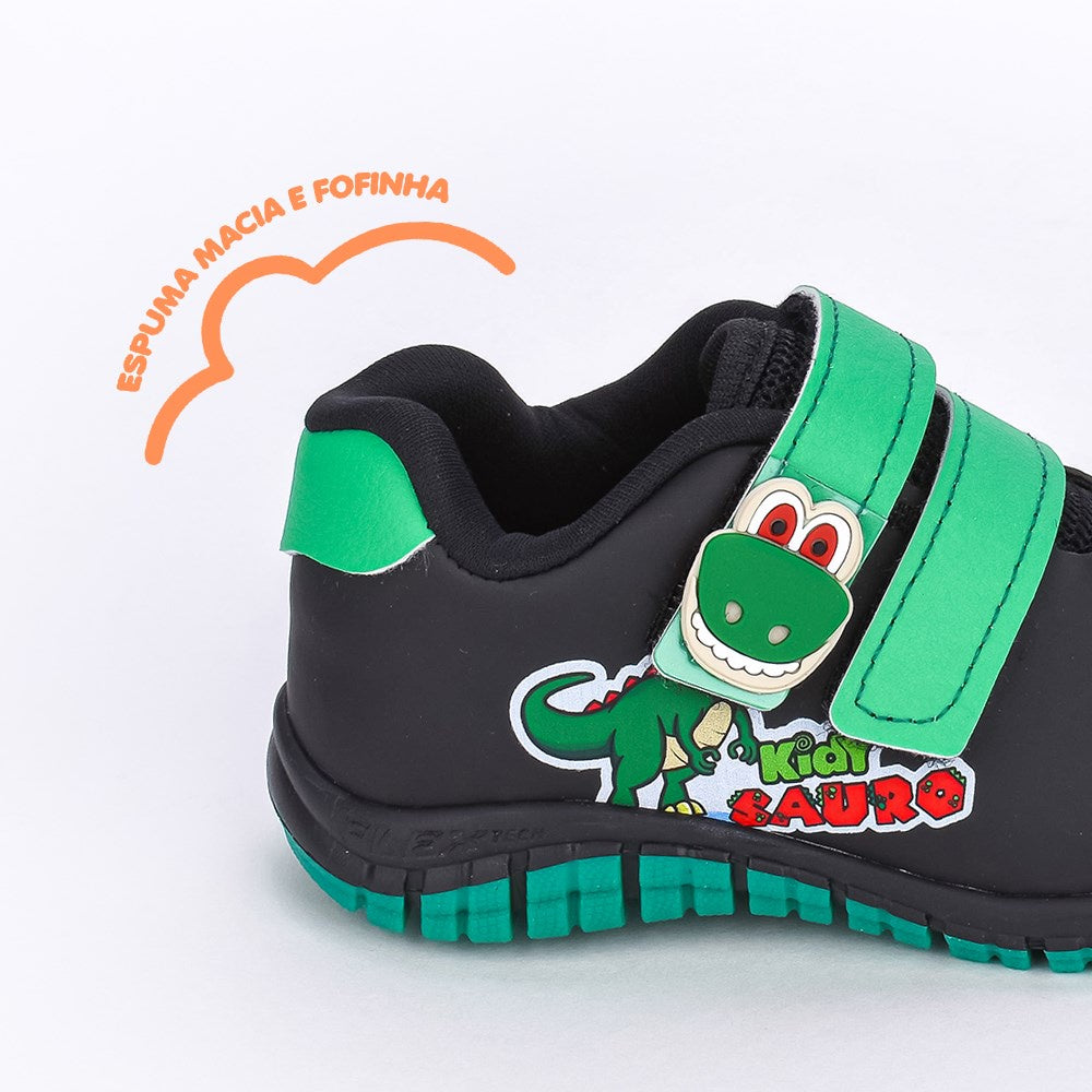 TÊNIS INFANTIL MENINO KIDY FLEX PRETO/VERDE + BRINQUEDO